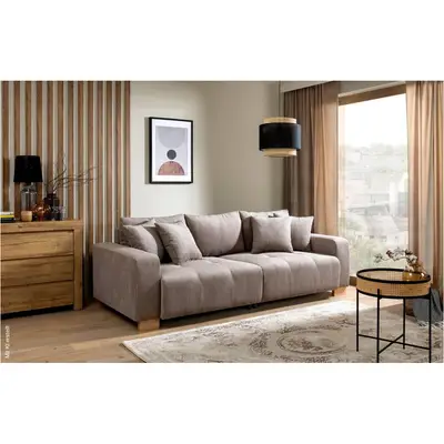 Preisvergleich für Big Sofa Alpha New dunkelbeige Microfaser B/H/T: ca. 244x85x112 cm