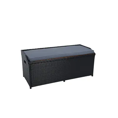 Preisvergleich für ESTEXO Gartenbank Sitzbank mit Auflagenbox Rattan Kissentruhe Polyrattan Bank Schwarz