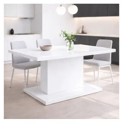 Preisvergleich für OTTO home Esstisch Atina Säulentisch, Küchentisch, Speisetisch, Dekortisch, Moderner Esstisch für 4-6 Personen, erhältlich, BxHxT 138x80x74 cm, in der Farbe Weiss, aus Holzwerkstoff