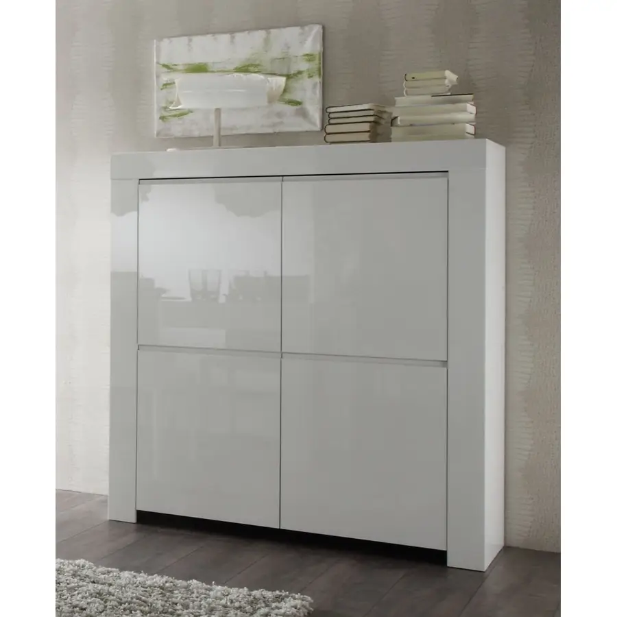 Preisvergleich für Sideboard Kommode weiss echt Hochglanz Lack Italien 120 x 140 Livorno, BxHxT 120x140x50 cm, aus Holz