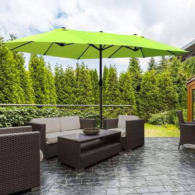 Outsunny Halbrund-Sonnenschirm Mit LED-Beleuchtung – 270 Cm, Solarbetrieben, Für Balkon & Terrasse