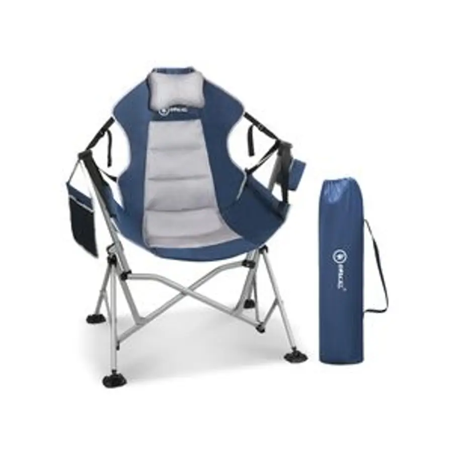 Preisvergleich für HOMECALL Campingstuhl Stühleschaukelstuhl Faltbare Hängestuhl (Biz 180 KG, mit verstellbarer Rückenlehne, Lordosenstütze, BxHxT 21x19x83 cm, in der Farbe Grau, aus Metall