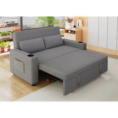 HOMALL Sofa Doppelschlafsofa, kompaktes Klappsofa, ausziehbares Schlafsofa, 5-fach verstellbare Rückenlehne, ausziehbares Sofa mit zwei