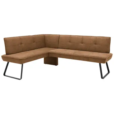 Preisvergleich für Dieter Knoll ECKBANK Schwarz, Cognac 204x134 cm, aus Metall