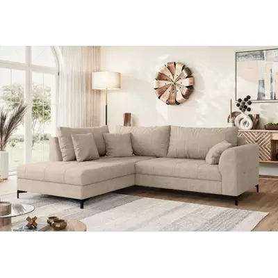Preisvergleich für OTTO home Ecksofa LEEVKE Design-Sofa mit Ottomane rechts/links bestellbar, Breite 232 cm in vielen modernen Farben erhältlich,, BxHxT 232x190x80 cm, in der Farbe Beige, aus Polyester