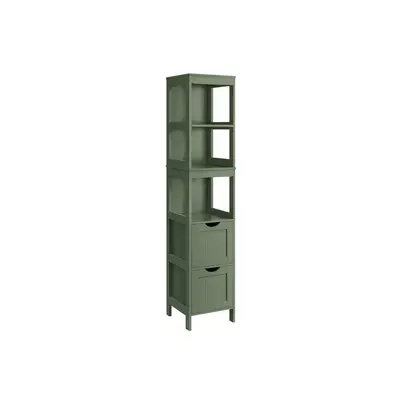 VASAGLE Badkommode Hochschrank Badezimmerschrank, 2 Schubladen, 30 x 30 x 141,5 cm, für Badezimmer, Wohnzimmer, freistehend, modern