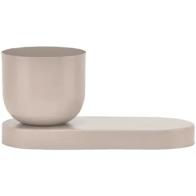 Preisvergleich für Blumentopf ÜBERTOPF LIO, in der Farbe Beige, aus Metall