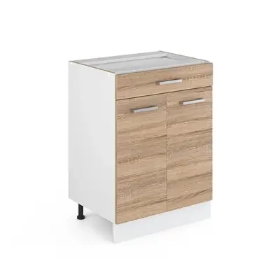 Preisvergleich für Vicco Küchenunterschrank R-Line Sonoma 60 cm mit Schublade ohne Arbeitsplatte, BxHxT 60x81.6x46 cm, in der Farbe Braun, aus Holzwerkstoff