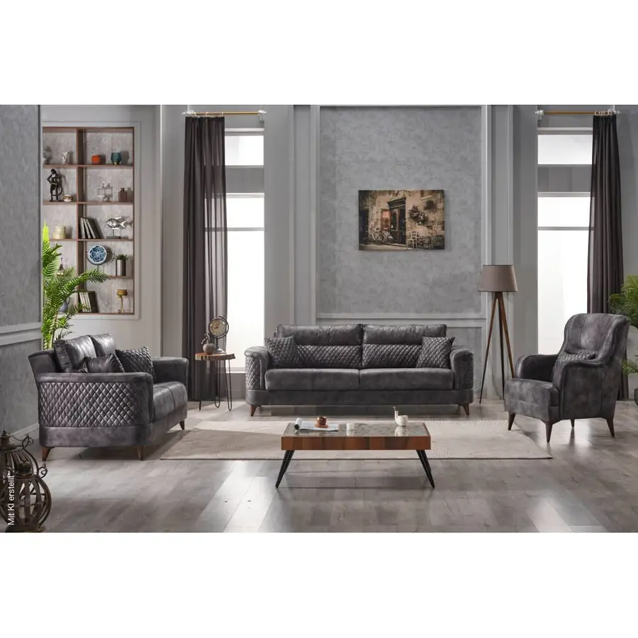 Preisvergleich für Sofa 3-2-1 anthrazit, BxHxT 3x1x2 cm, aus Microfaser