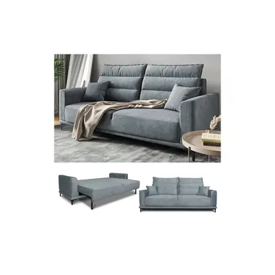 Preisvergleich für VitaliSpa Schlafsofa Gästesofa Boxspringsofa Caprioli Grau Schlaffunktion 236x100 cm modern Wohnzimmer Sofa Wohnzimmercouch, aus Polyester