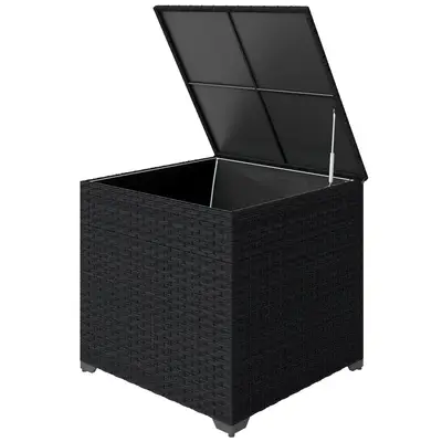 Preisvergleich für Gartenaufbewahrungsbox Aus Kunstharz, 253 L, Wasserdicht, Mit Reißverschlussfutter, 72 X 72 X 70 Cm, Schwarz, BxHxT 72x70x72 cm