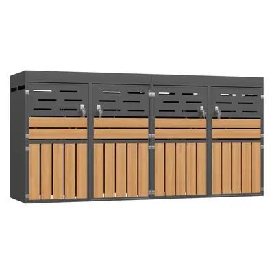Preisvergleich für Multifunktionaler Außenschrank mit integriertem Pflanzkasten, Jalousien-Lüftung gegen Gerüche, 264x80x128 cm, Grau, BxHxT