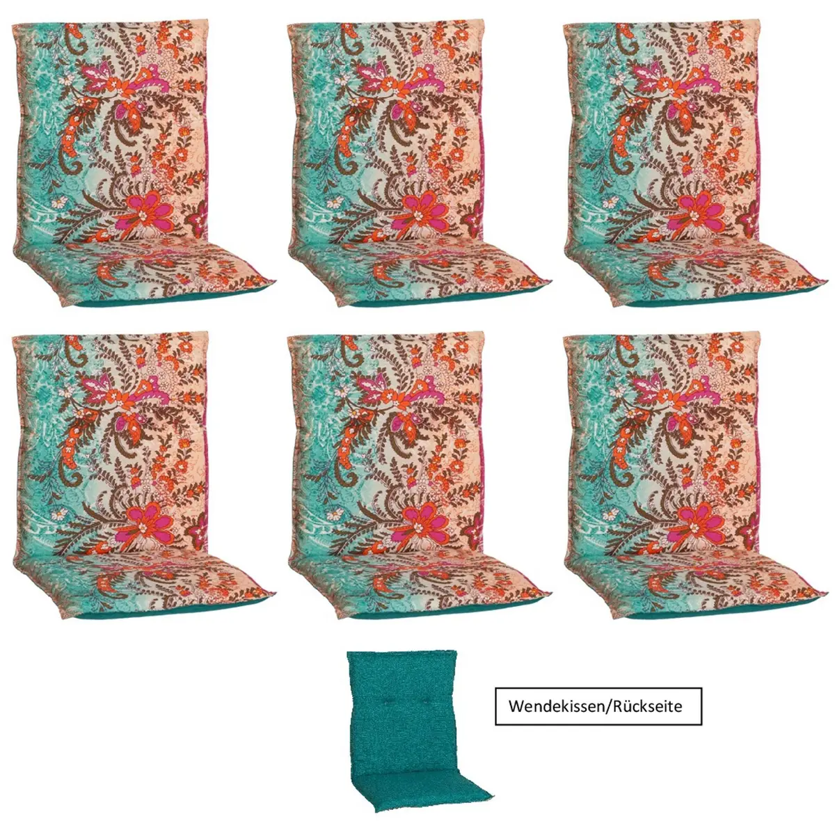 beo® 6er set texas be743 dschungel print mit vogel... Preisvergleich für Beo Sitzauflage Niedriglehner Gera 6er-Set Türkis ...