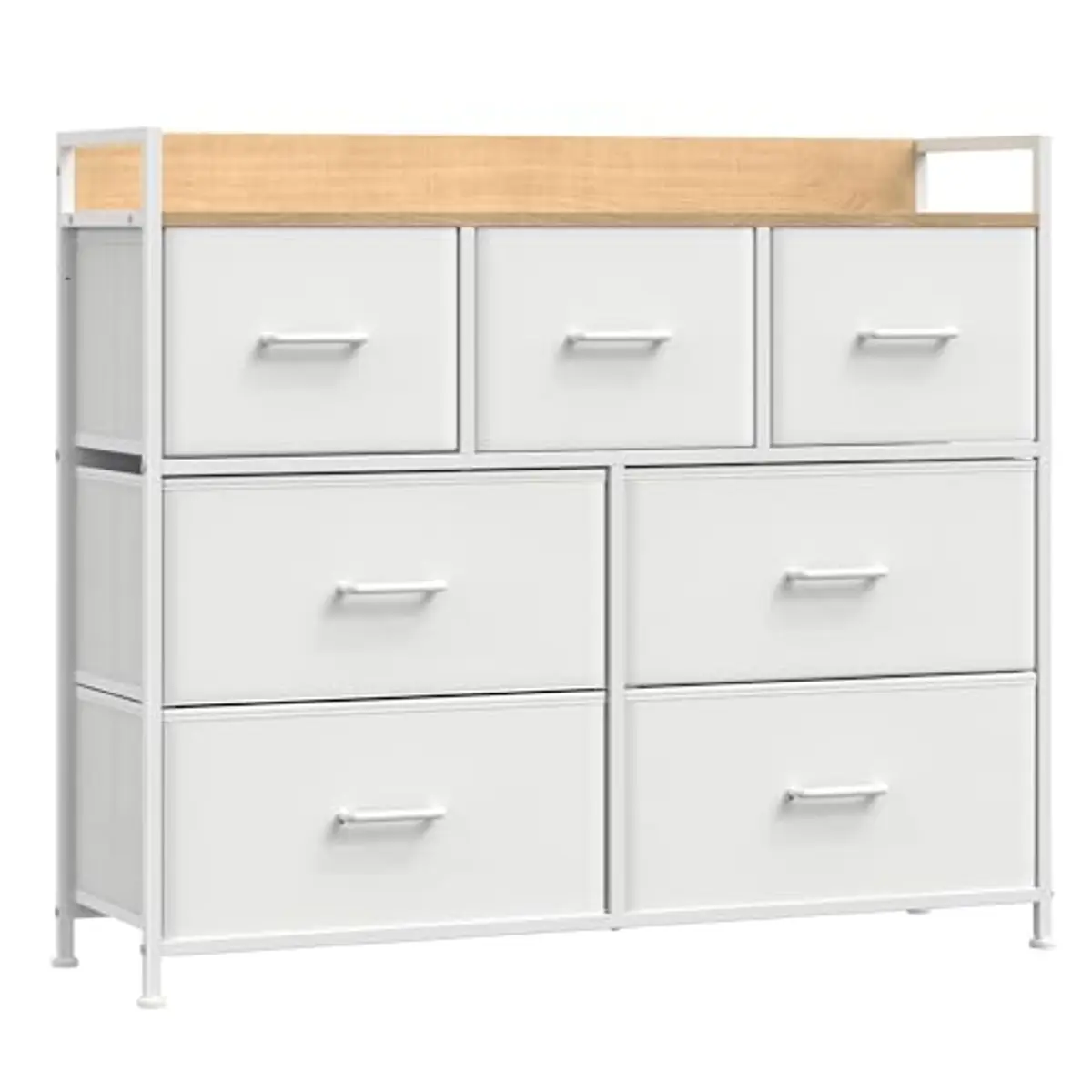 SONGMICS Kommode Mit 7 Stoffschubladen – Vintagebraun-schwarz, Metallgestell, 98x28,5x85 Cm