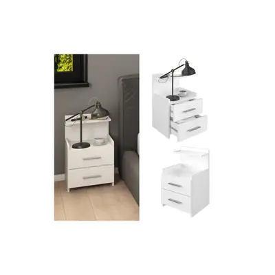 Vicco Nachttisch Ruben weiß Nachtkommode 2 Schubladen für Boxspringbett