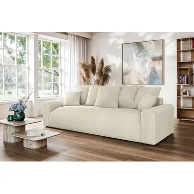 Preisvergleich für Home affaire Big-Sofa LAKESIDE klein 3-Sitzer Schlafsofa mit Bettkasten, Breite 238 cm Liegefläche 149x195 cm, hoher Sitzkomfort,, BxHxT 238x98x85 cm, in der Farbe Beige, aus Polyester