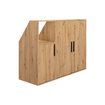 Preisvergleich für Schrank unter Dachschräge mit 3 Türen und 1 Ablage - Farbe: Natur ADEZIO, BxHxT 50x110x50 cm, in der Farbe Schwarz, aus Abs