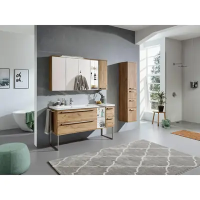 Preisvergleich für Dieter Knoll BADEZIMMER Weiß, Eiche 145 cm, aus Holzwerkstoff