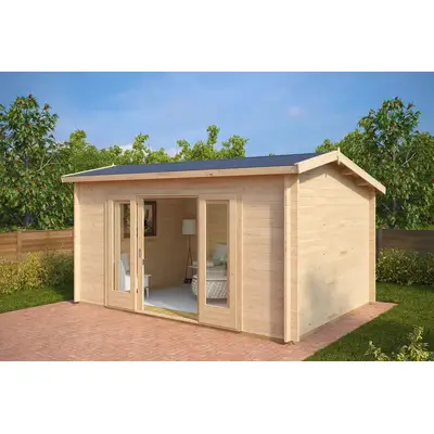 Preisvergleich für Kleines Gartenhaus “Eva E” 4x3m | Kleines Gartenhaus mit 3x4m Außenmaß | Gartenhaus aus Holz mit Satteldach, aus Sicherheitsglas