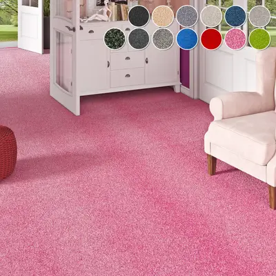 Preisvergleich für OTTO home Teppichboden Zephyra, Schlinge, Gesamthöhe 8 mm, Made in Netherlands rechteckig Uni Farben, Breite 400 cm, strapazierfähig,, BxHxT 400x8x1 cm, in der Farbe Rosa, aus Fleece