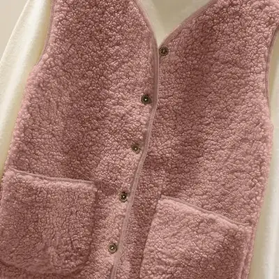 House Of Jamie Plush Zipper Gilet Oatmeal Teddy Mouwloos Vest Bodywarmer Gilet Met Rits Creme Lichtbruin