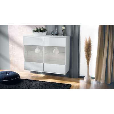 Preisvergleich für KOMMODE Bari Weiß Hochglanz, BxHxT 92.5x73.5x35 cm, aus Holzwerkstoff