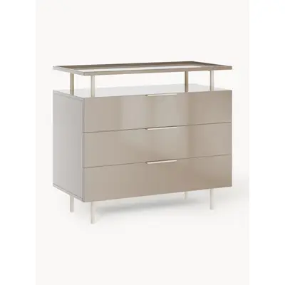Preisvergleich für Hochglanz-Kommode Lennie, in der Farbe Beige, aus Holz