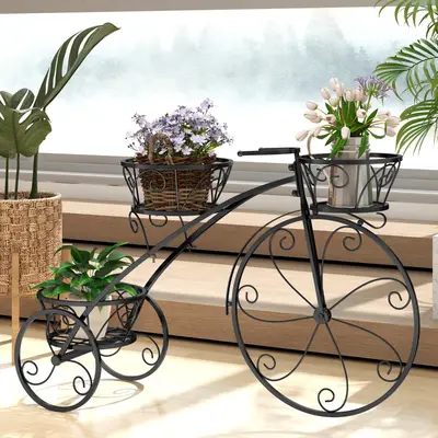 Fahrrad-Pflanzenträger Aus Schmiedeeisen – Dekorativer Übertopf Für Garten & Terrasse