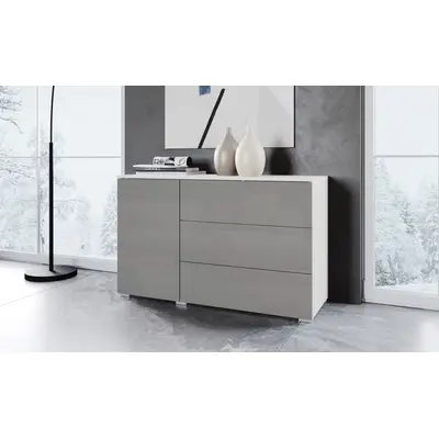 Preisvergleich für OTTO home Sideboard PARIS 1 Stk. tlg. Moderne 110cm breite grifflose Kommode, vielseitig einsetzbar, BxHxT 111x39x68 cm, in der Farbe Grau, aus Metall