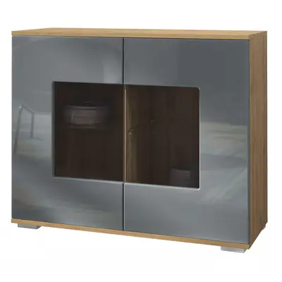 Preisvergleich für KOMMODE Grömitz Grau Hochglanz, BxHxT 92.5x75.5x35 cm, aus Holzwerkstoff