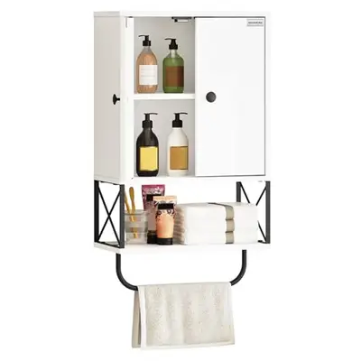 MAHANCRIS Badezimmerschrank 3-stufig - Wandschrank Mit Regal 38x20x66,5cm Schwarz/Weiß