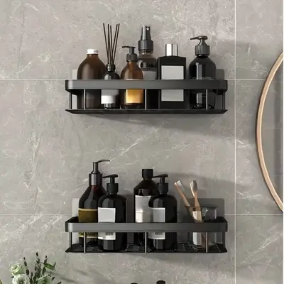 Preisvergleich für 1 Stück No-Drill-Badezimmer regal Wand halterung Eck regal für Dusche, Shampoo und Toiletten artikel-platzsparender Bad, in der Farbe Silber