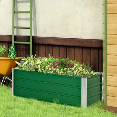 Outsunny Hochbeet Mit Gewächshaus-Abdeckung | 185x95x92 Cm, Stahl & Kunststoff | Für Gemüse, Kräuter & Blumen