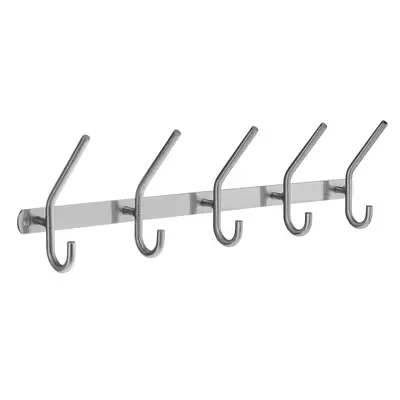 Edelstahl Garderobenhakenleiste 620mm - 8 Haken, 2,5mm Stärke
