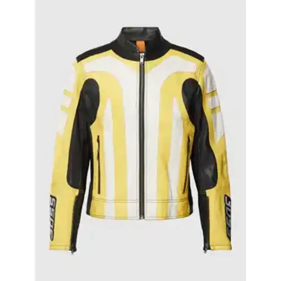 Preisvergleich für Leder Jacke mit Color-Blocking-Design Modell