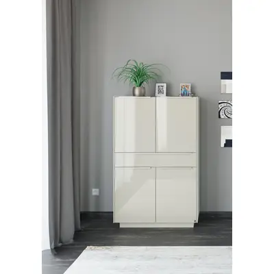 Preisvergleich für set one by Musterring Highboard Reno 1 Stk. tlg. Mit Sockel in diversen Farben, 148 cm Höhe & Farbauswahl, BxHxT 92x42x148 cm, in der Farbe Silber, aus Holzwerkstoff