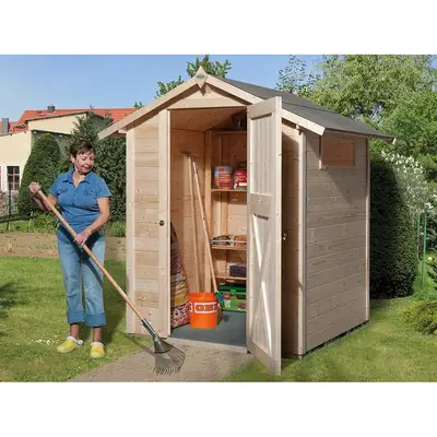 Preisvergleich für OBI Outdoor Living Holz-Gartenhaus Kompakt Satteldach 152 cm x 171 cm, BxHxT 191x208x171 cm