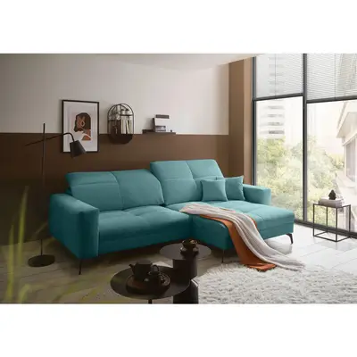 Preisvergleich für SetOne by Musterring ECKSOFA Petrol 285x180 cm, aus Metall