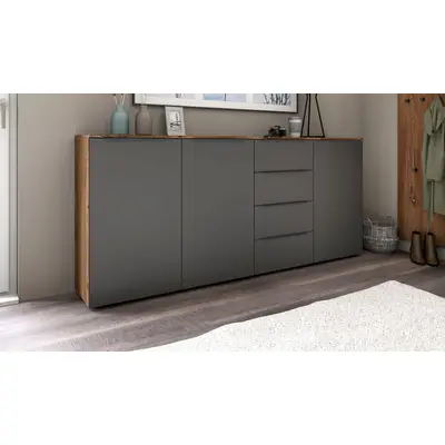 Preisvergleich für borchardt Möbel Highboard Tom Breite 200 cm, BxHxT 200x35x93 cm, in der Farbe Grau, aus Holzwerkstoff
