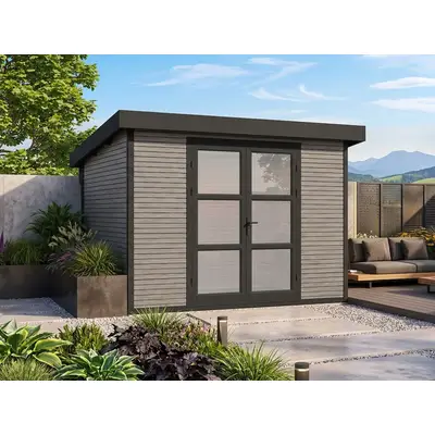 Preisvergleich für WPC Gartenhaus Modell FineLine 8,4 m² Grau