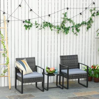 Preisvergleich für Outsunny Polyrattan Gartenmöbel Balkonset für 2