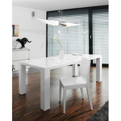 Preisvergleich für Esstisch Hochglanz Weiß, BxHxT 200x76x100 cm, aus Mdf
