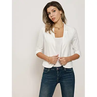 GRACE KARIN Damen Elegant Strickjacke Frühling 3/4 Ärmel Offene Front Business Cardigan – Weich & Vielseitig
