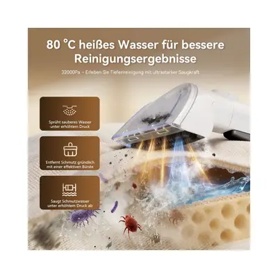 Preisvergleich für redroad Teppichreinigungsgerät 32000Pa/1800W Polsterreiniger Teppichreiniger Waschsauger Nasssauger, 1800 W, 1200ML Schmutzwasser, in der Farbe Weiss