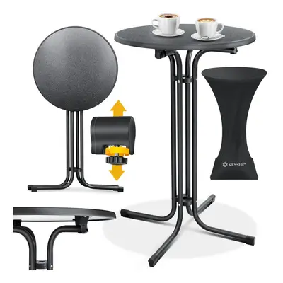 Preisvergleich für KESSER® Gastro Stehtisch klappbar - Gastronomie Bistrotisch rund - Wetterbeständiger Klapptisch Gartentisch - Runder Partytisch, BxT 70x80 cm, in der Farbe Schwarz, aus Stahl
