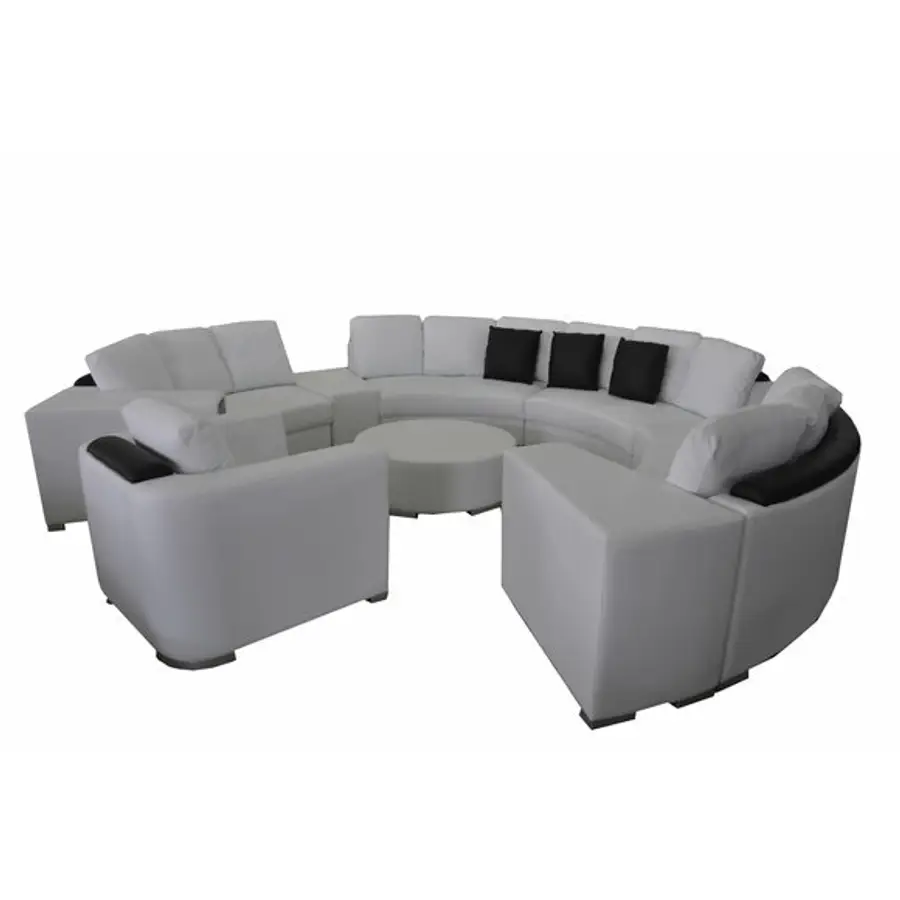 Preisvergleich für Runde Eck Sofa Couch XXL Big Rund Couchen Wohnlandschaft U Form, in der Farbe Weiss, aus Kunstleder