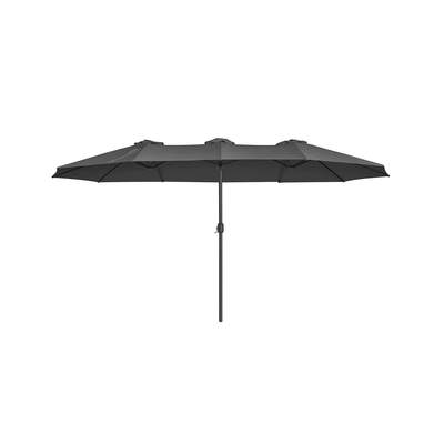 Bigroof Rechteckiger Sonnenschirm 4,5x2,7 M – Doppelseitig, Mit Kurbel & Basis, Für Terrasse & Garten
