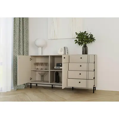 Preisvergleich für Carryhome SIDEBOARD Kaschmir 160.2x81.8x37 cm, in der Farbe Beige, aus Metall