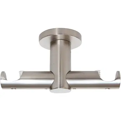 Preisvergleich für Mydeco Gardinenstange-Deckenmontage Urban Edelstahl-Optik Ø 2,5 cm 2-läufig, BxHxT 6.4x4.9x13.8 cm, aus Metall