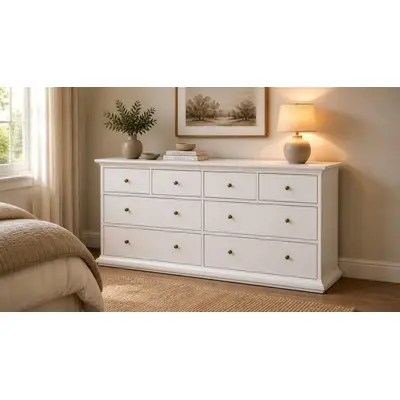 Home affaire Kommode Paris, Aufbewahrung, Schubladenschrank, Stauraum, mit 8 Schubladen Landhausstil, Elegant, geräumig, Breite 184 cm, Höhe 87 cm